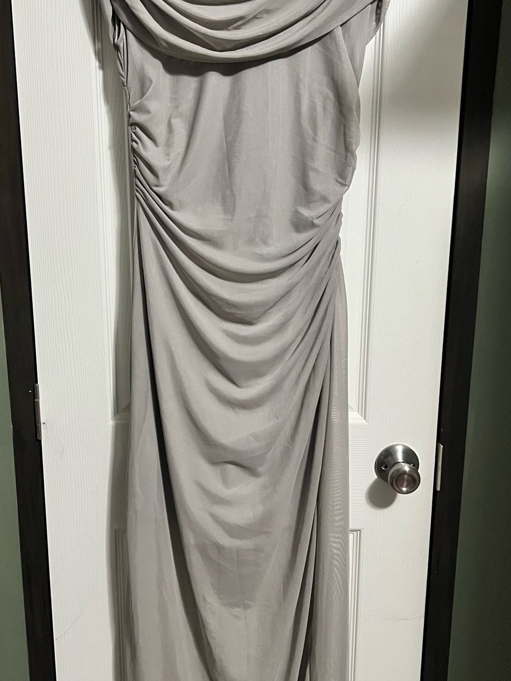Elegant Gray Draped Women’s Dress